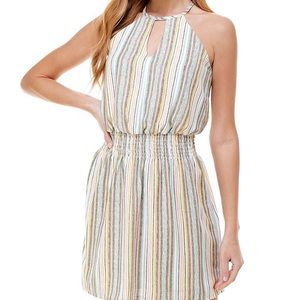 City Vibe Striped Smocked-Waist A-Line Dress NWT